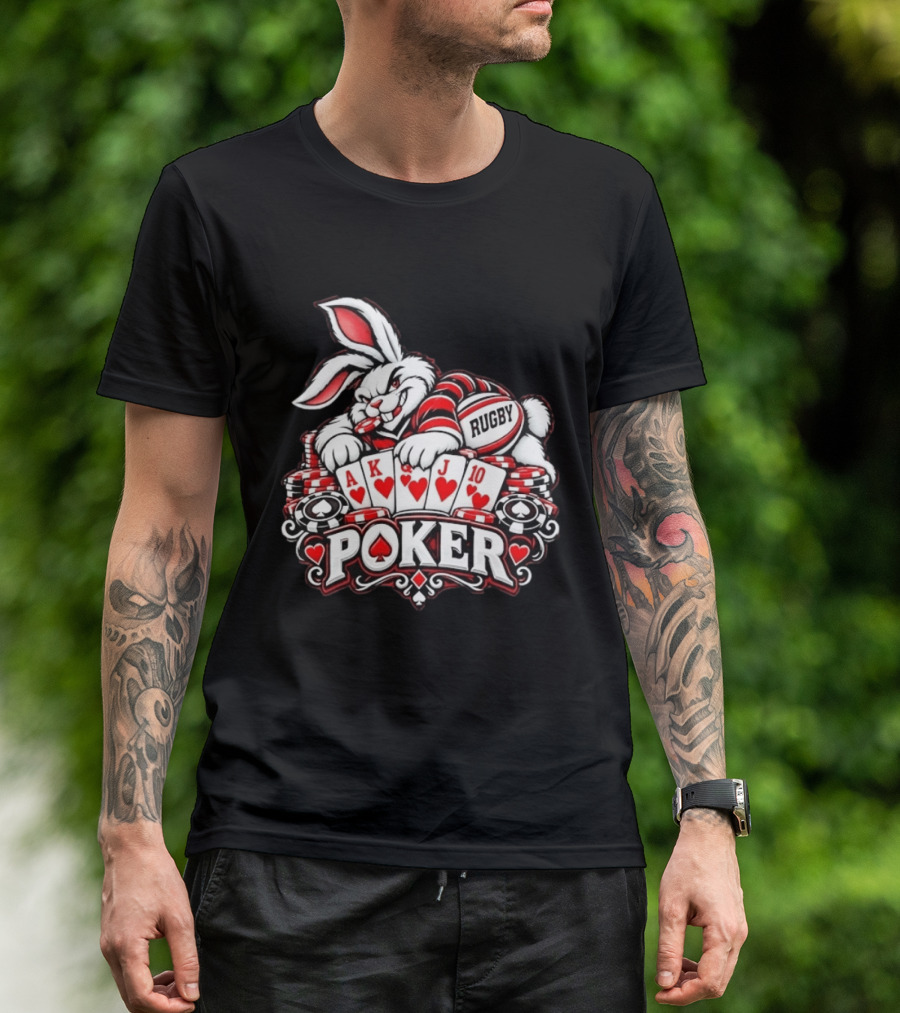 Rugby Poker Rabbit Royal Flush Card Game T-Shirt