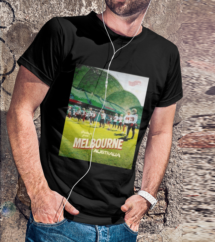 San Francisco 49ers Greetings From Melbourne Australia Day 4 Football Practice T-Shirt