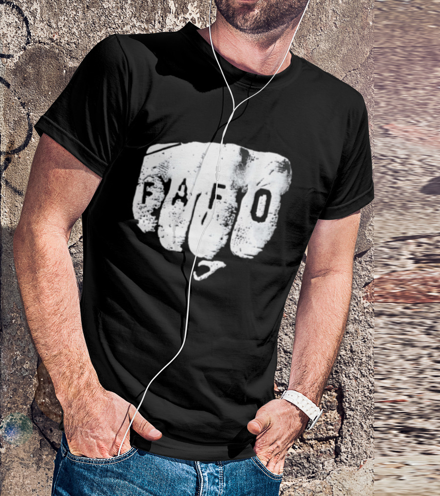 FAFO Distressed Clenched Fist Knuckle Punch Black And White T-Shirt