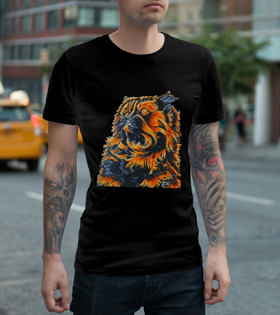 Fluffy Orange Black Tortoiseshell Persian Cat Painting 8/26 T-Shirt