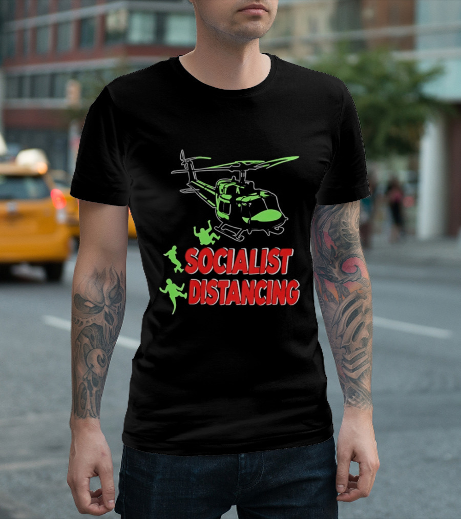 Socialist Distancing Helicopter Retro Military Humor T-Shirt