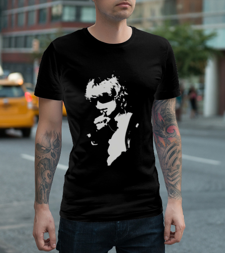High Contrast Stencil Style Iconic Sunglasses Smoking Man T-Shirt