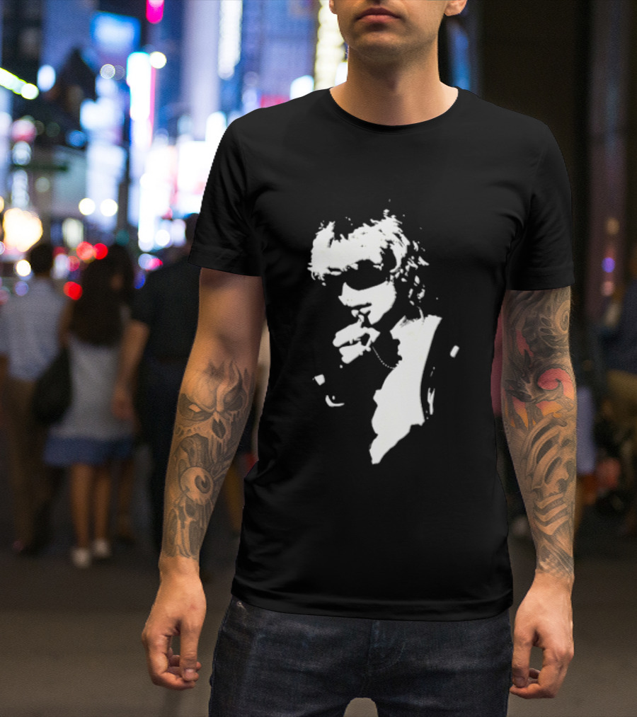 High Contrast Stencil Style Iconic Sunglasses Smoking Man T-Shirt