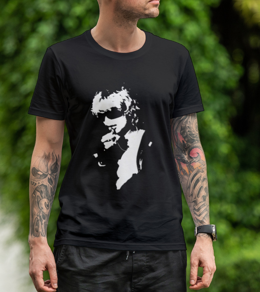 High Contrast Stencil Style Iconic Sunglasses Smoking Man T-Shirt