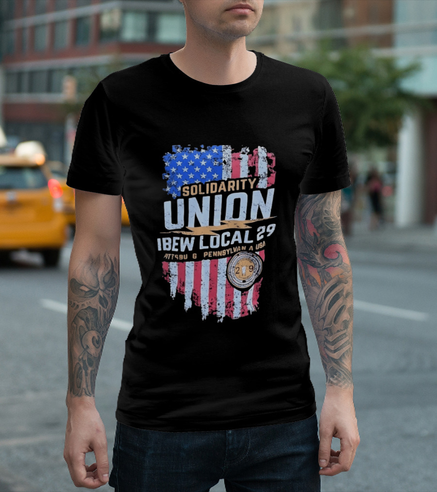 Solidarity Union IBEW Local 29 Pennsylvania USA American Flag T-Shirt