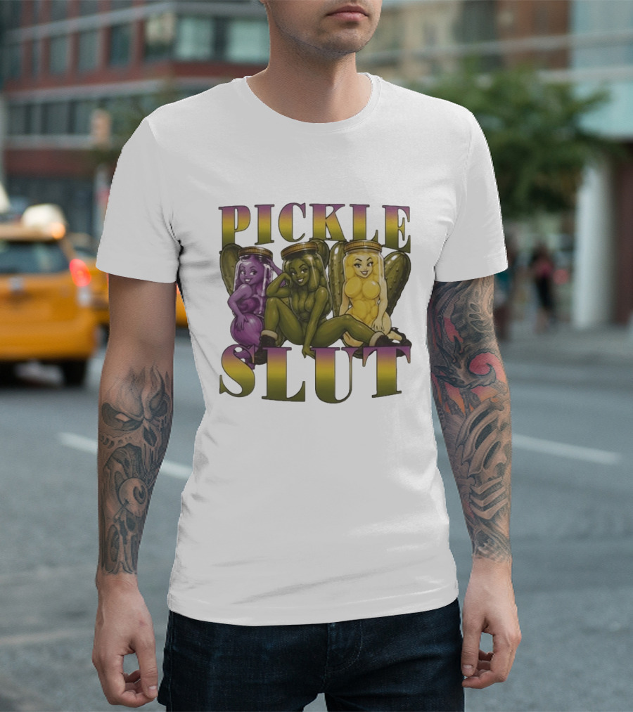 Pickle Slut Food Humor Cute Cartoon Jar Characters T-Shirt