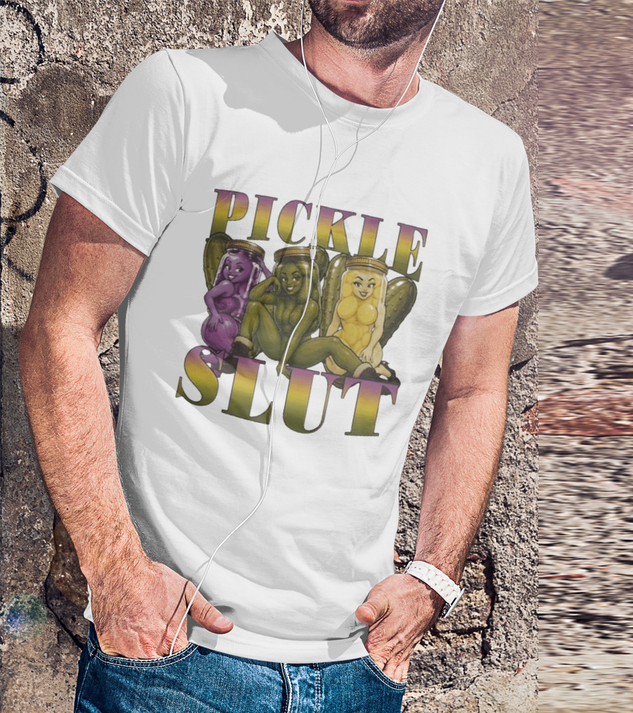 Pickle Slut Food Humor Cute Cartoon Jar Characters T-Shirt