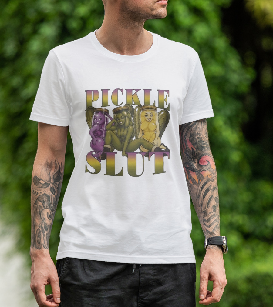 Pickle Slut Food Humor Cute Cartoon Jar Characters T-Shirt