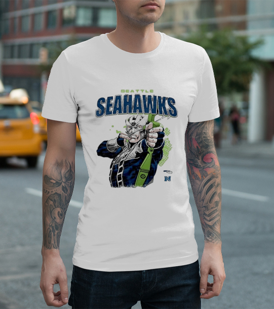 Seattle Seahawks Hawkeye Collaboration NFL Marvel T-Shirt
