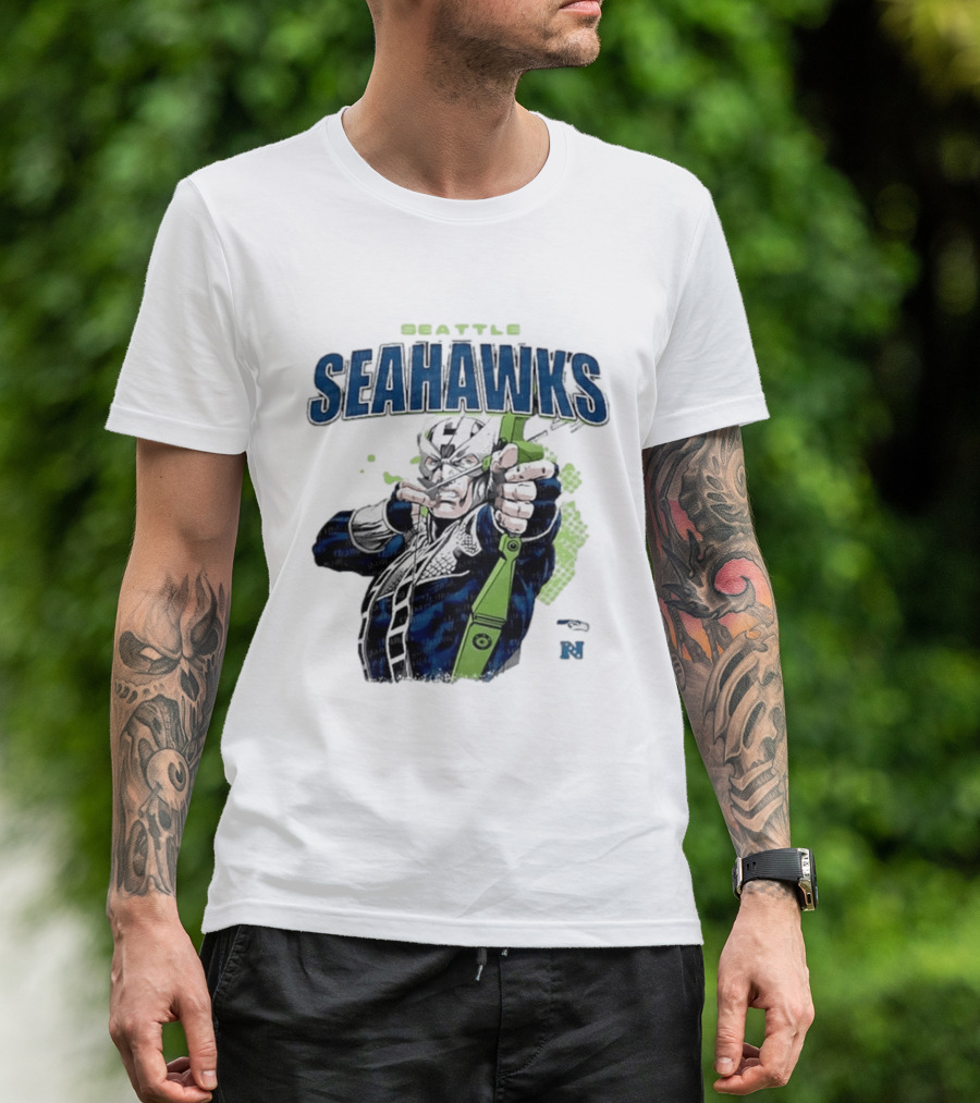 Seattle Seahawks Hawkeye Collaboration NFL Marvel T-Shirt