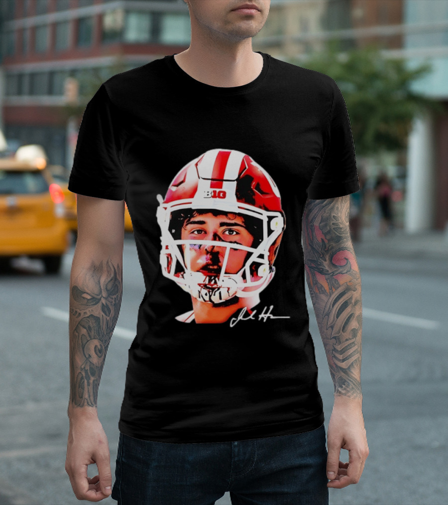 Indiana Hoosiers Big Ten Football Jack Howes Signature Helmet T-Shirt