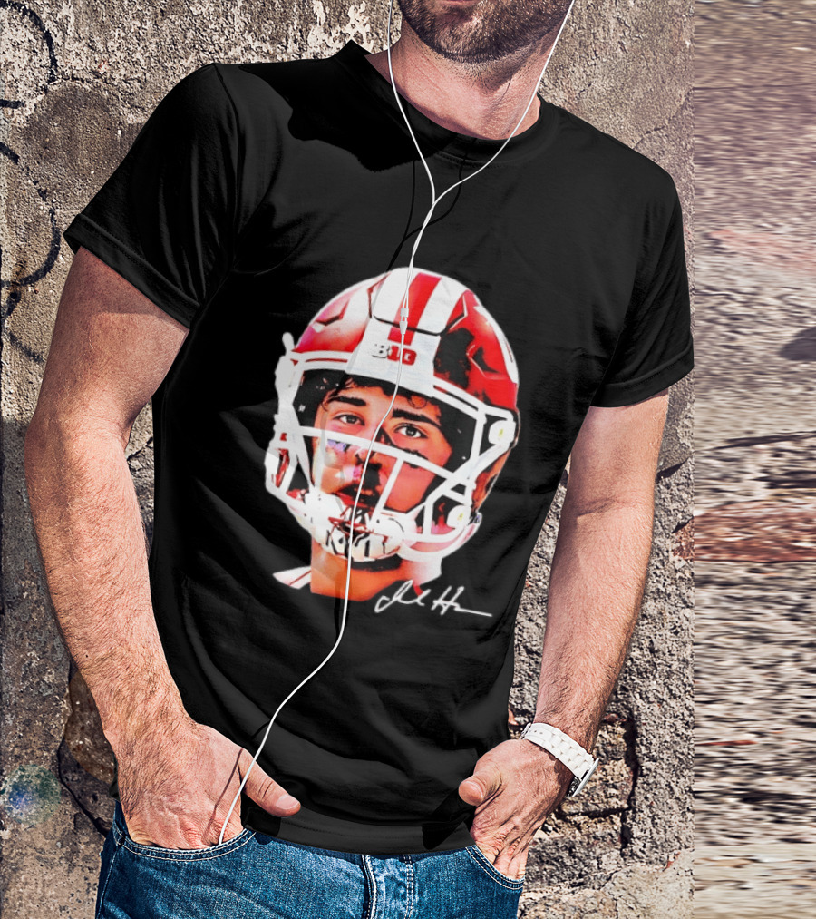 Indiana Hoosiers Big Ten Football Jack Howes Signature Helmet T-Shirt