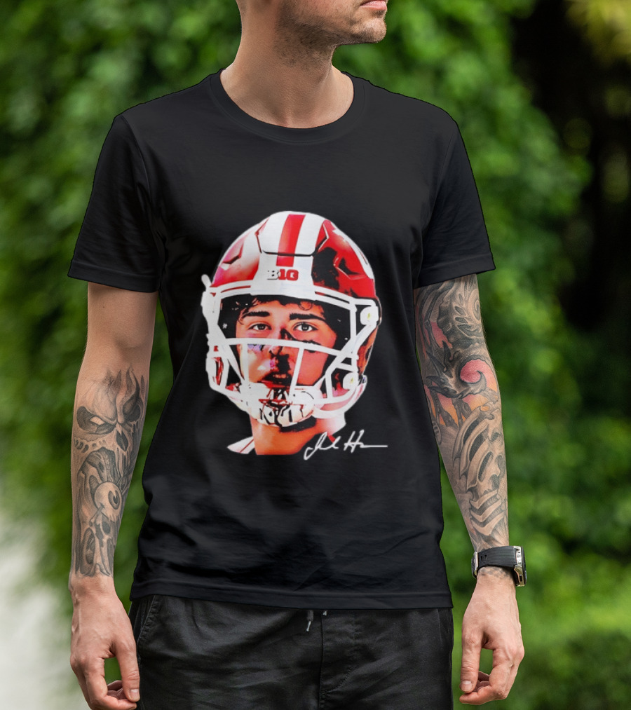 Indiana Hoosiers Big Ten Football Jack Howes Signature Helmet T-Shirt