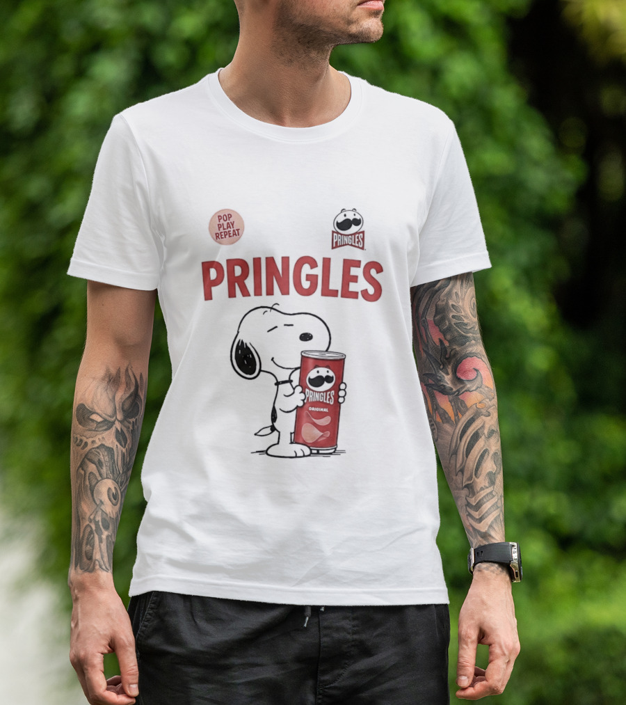 Snoopy Pringles Pop Play Repeat T-Shirt