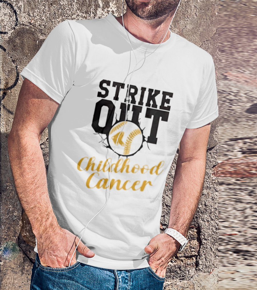 Strike Out Childhood Cancer Boston Red Sox Baseball Team Awareness T-Shirt