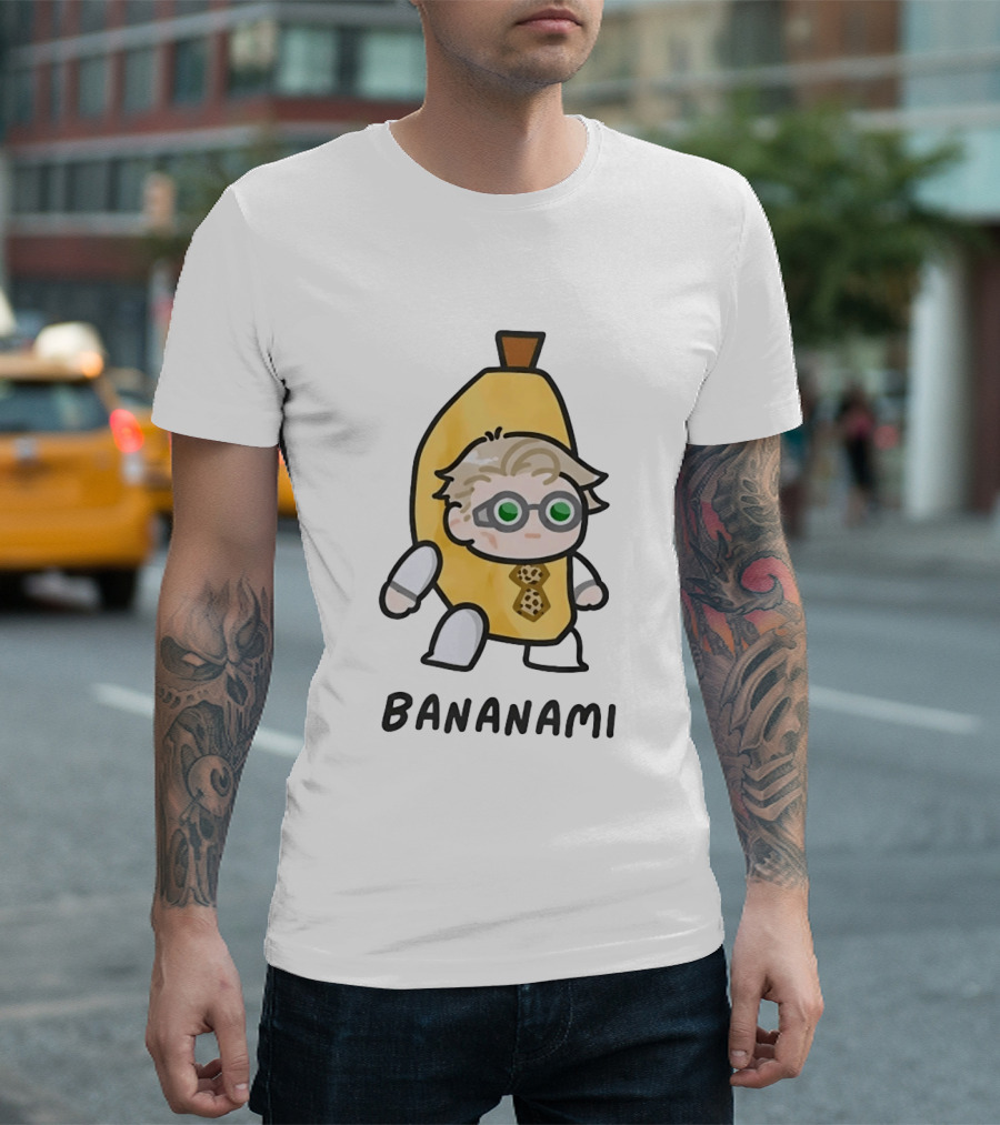 Bananami Cute Chibi Anime Banana Costume With Glasses And Tie T-Shirt