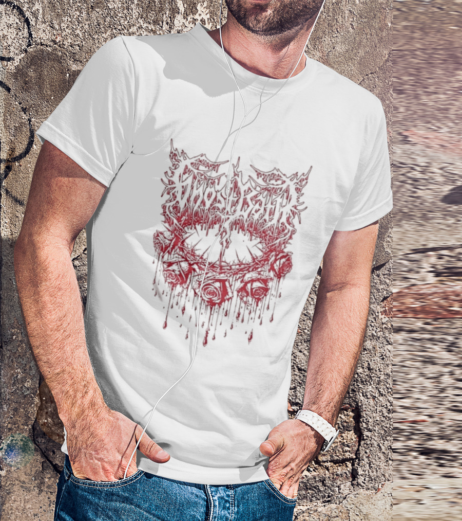 Ghost Bath Rose Thorn Dripping Red Roses T-Shirt