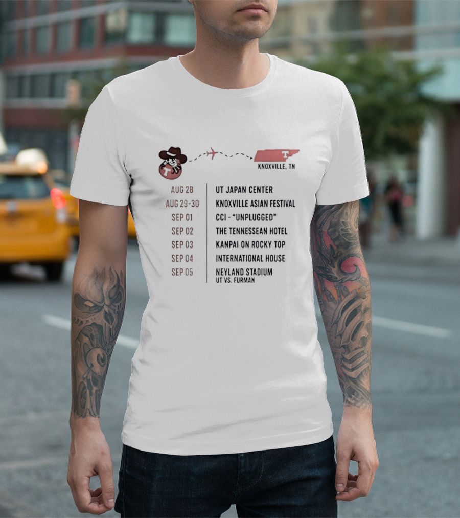 Knoxville TN Event Schedule UT Japan Center Festival Unplugged Hotel Rocky Top Stadium T-Shirt