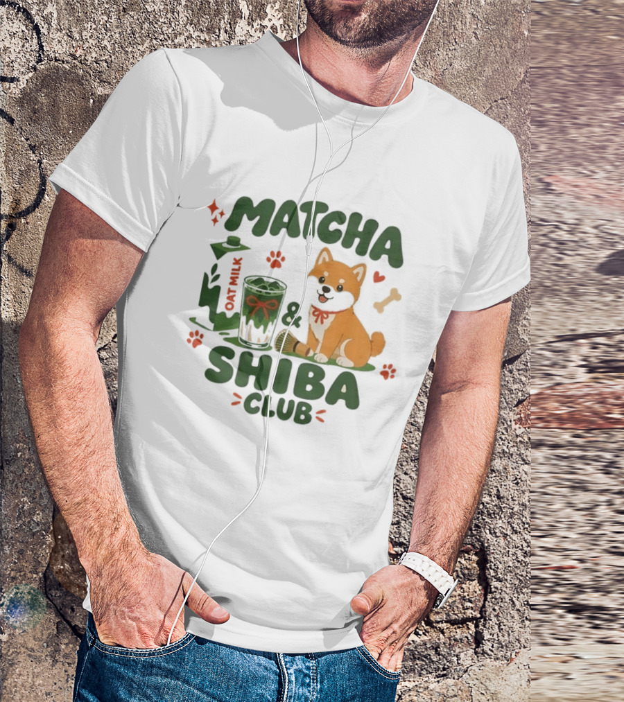 Matcha Shiba Club Oat Milk Dog Lover Tea Aesthetic T-Shirt