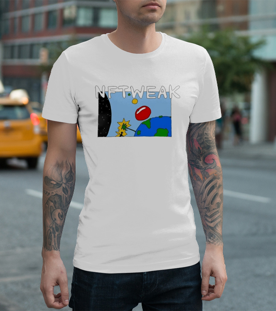 NFTWEAK Space Planet Cartoon NFT Satire Earth T-Shirt