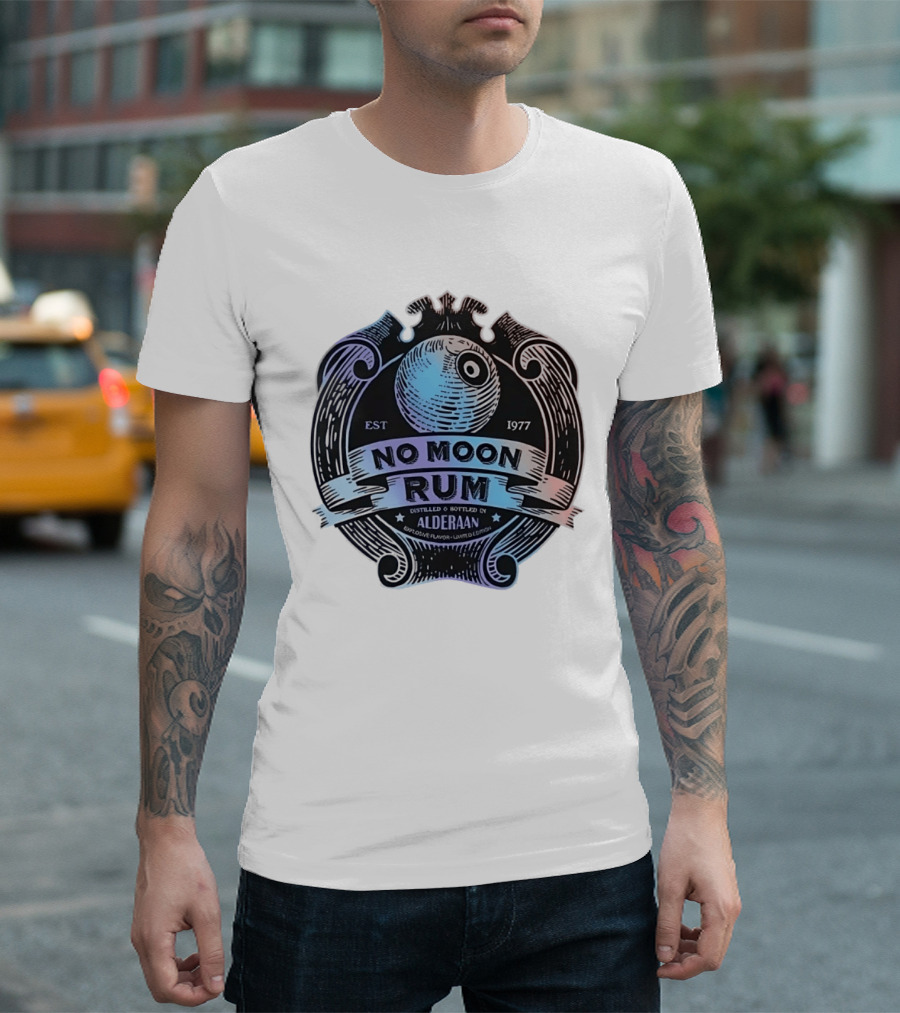 No Moon Rum Distilled And Bottled Alderaan Est 1977 T-Shirt