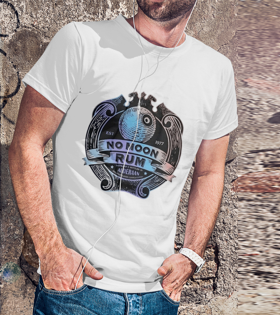 No Moon Rum Distilled And Bottled Alderaan Est 1977 T-Shirt