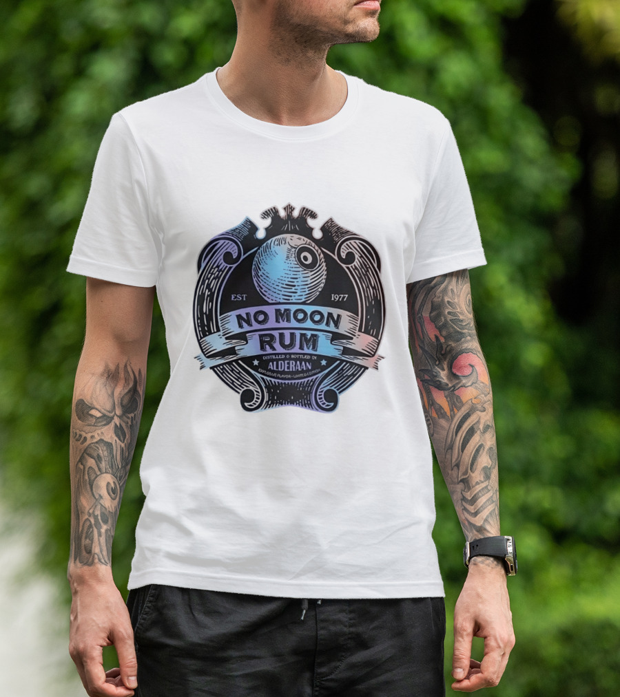 No Moon Rum Distilled And Bottled Alderaan Est 1977 T-Shirt