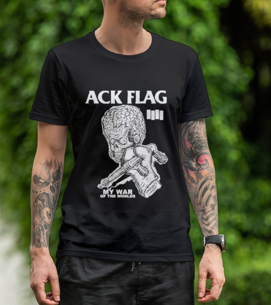 ACK Flag Mars Attacks War Of The Worlds Black Flag Mashup T-Shirt