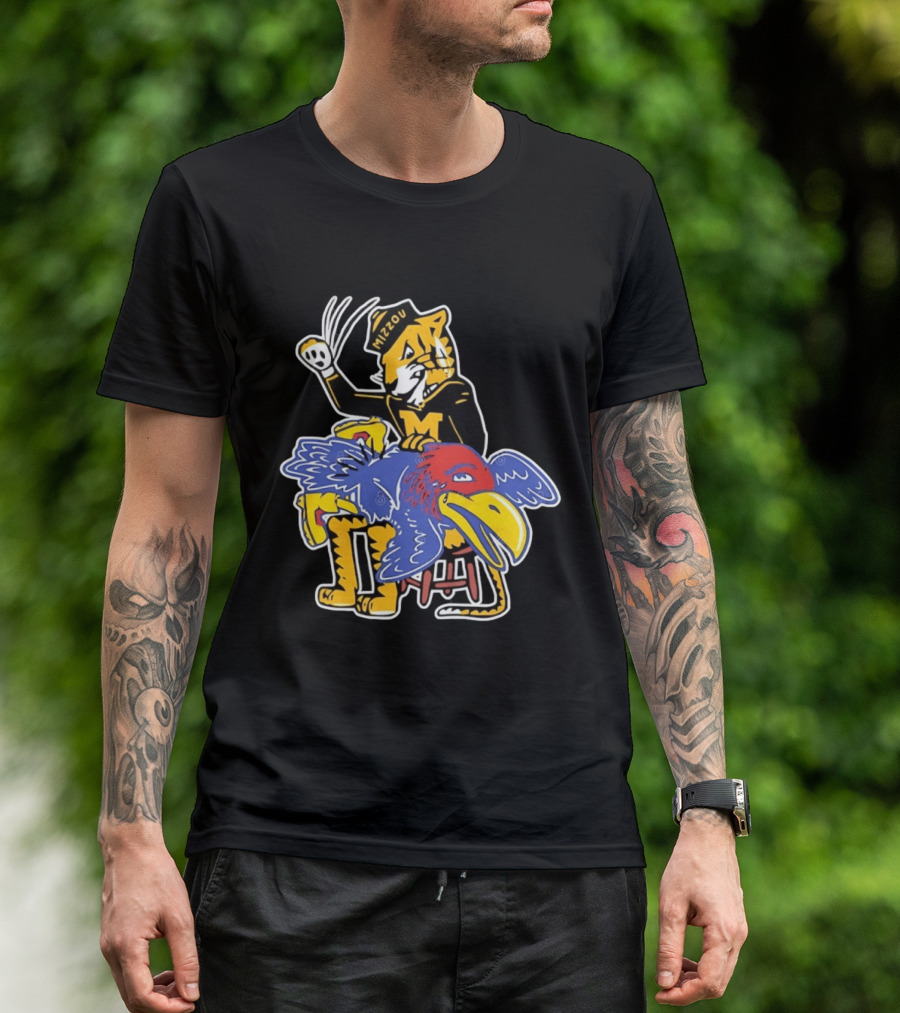 Mizzou Tigers Vs Kansas Jayhawk Rivalry Cartoon T-Shirt