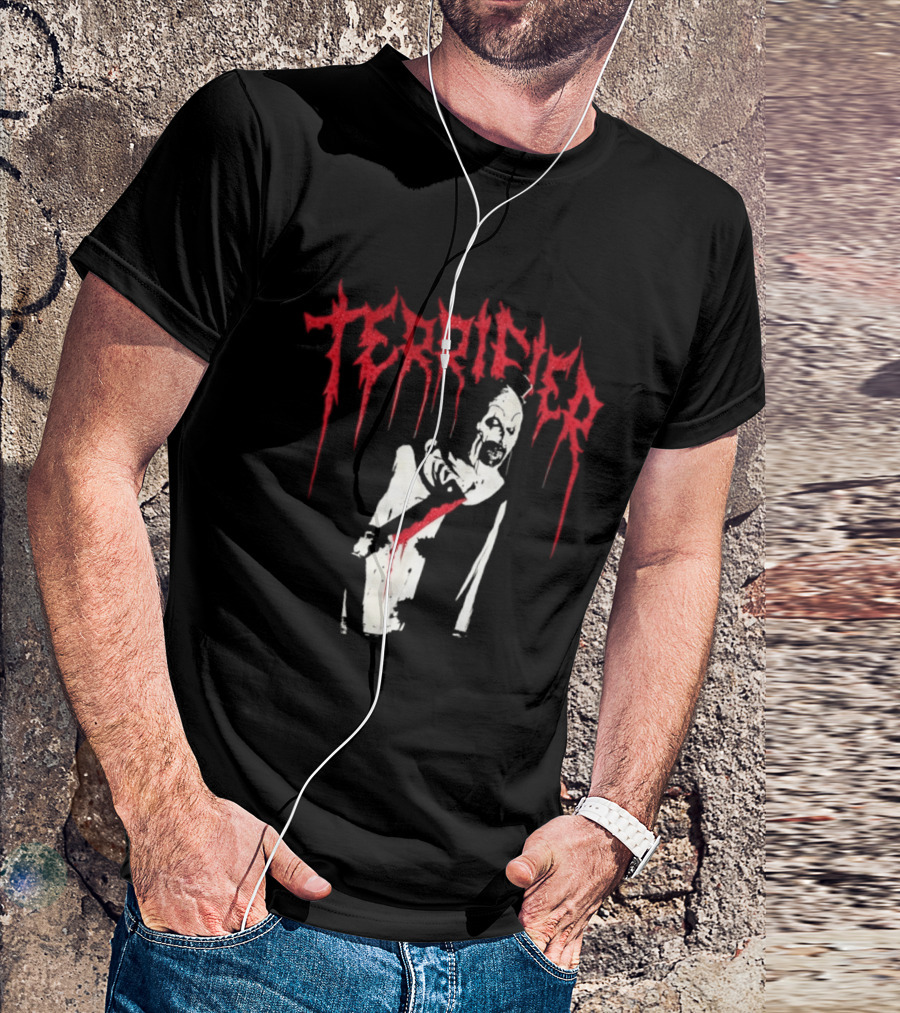 Terrifier Clown Horror Movie Rhinestone Scary Blood Effect T-Shirt