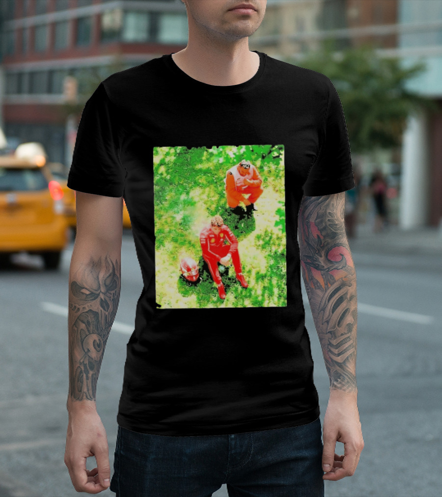 Monza GP Charles Leclerc Helmet On Grass Crash Moment T-Shirt