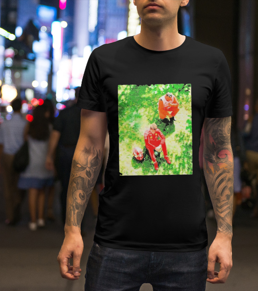 Monza GP Charles Leclerc Helmet On Grass Crash Moment T-Shirt