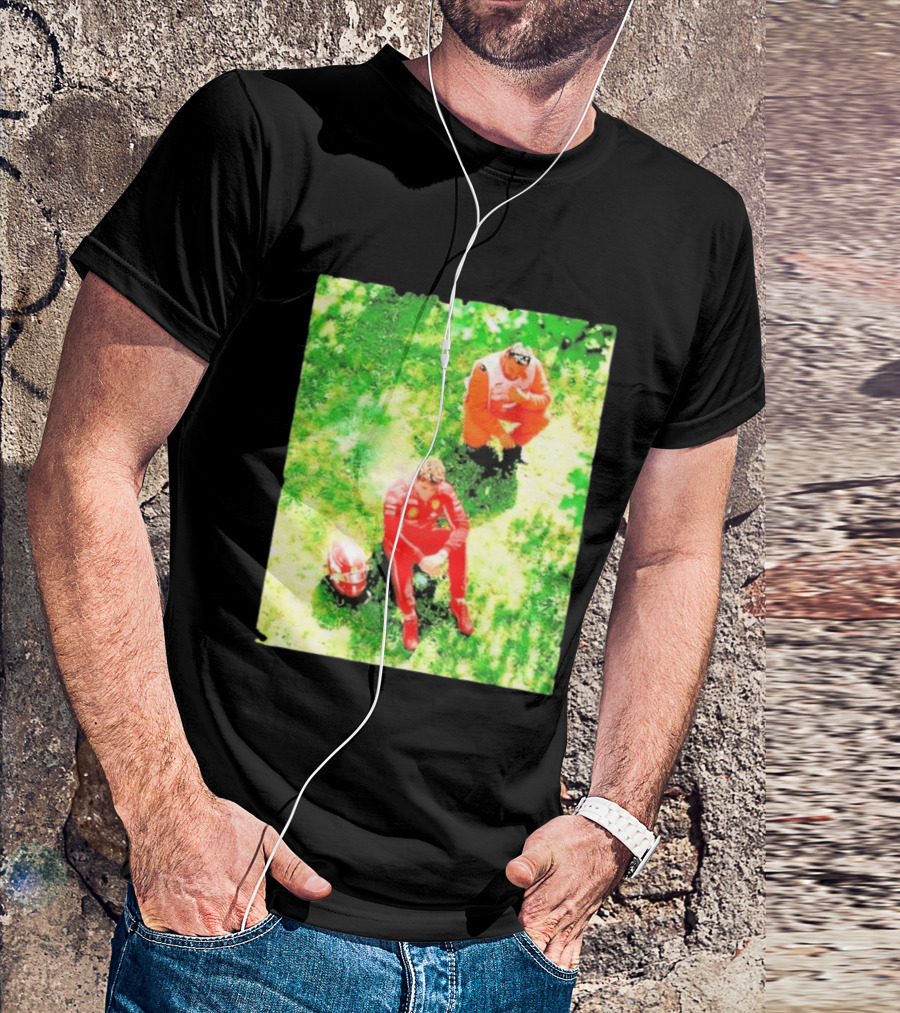 Monza GP Charles Leclerc Helmet On Grass Crash Moment T-Shirt