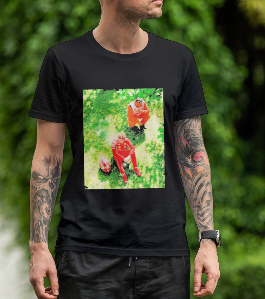 Monza GP Charles Leclerc Helmet On Grass Crash Moment T-Shirt