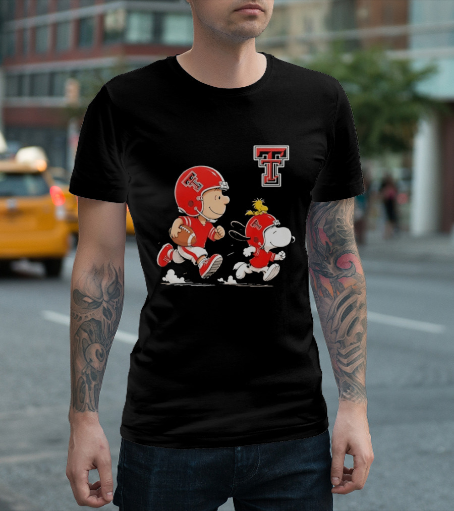 Charlie Brown Woodstock Snoopy Texas Tech Red Raiders Football Team Spirit T-Shirt