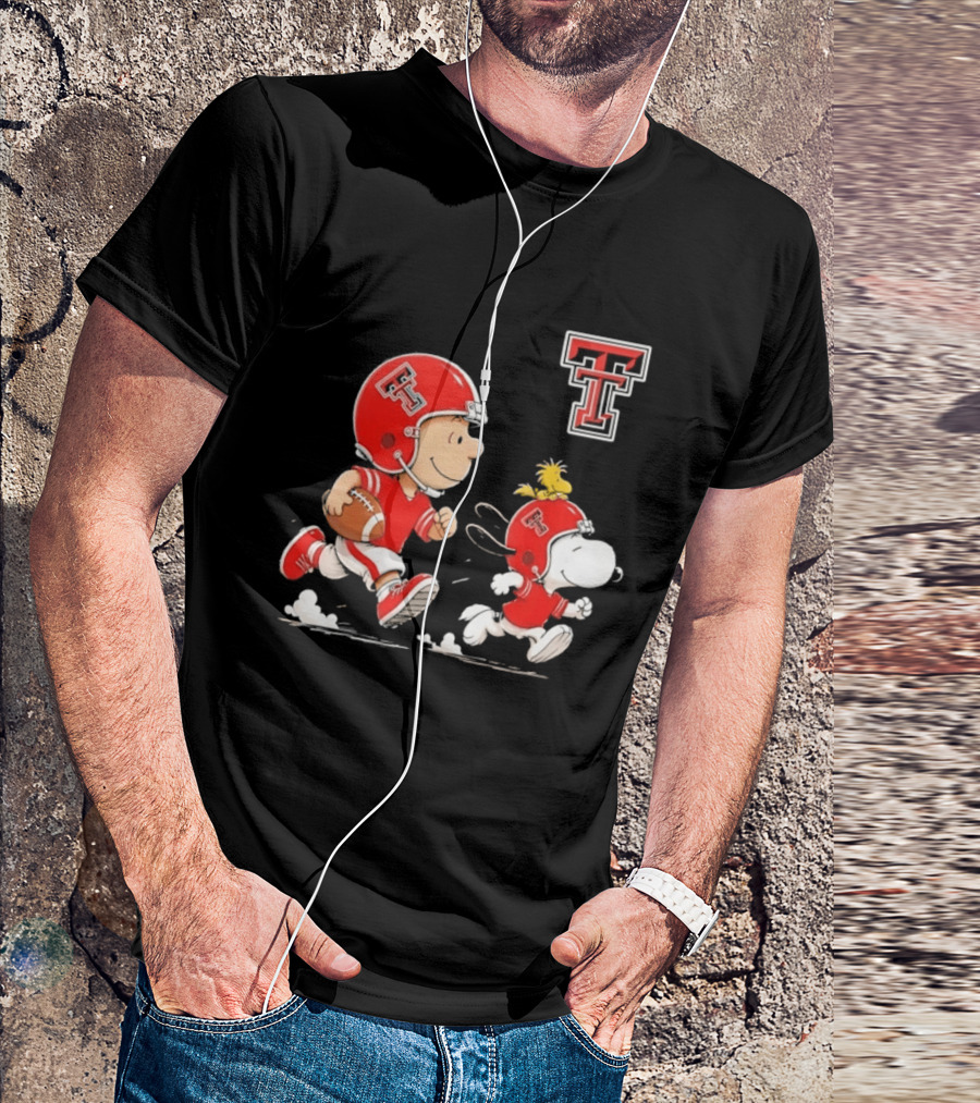 Charlie Brown Woodstock Snoopy Texas Tech Red Raiders Football Team Spirit T-Shirt
