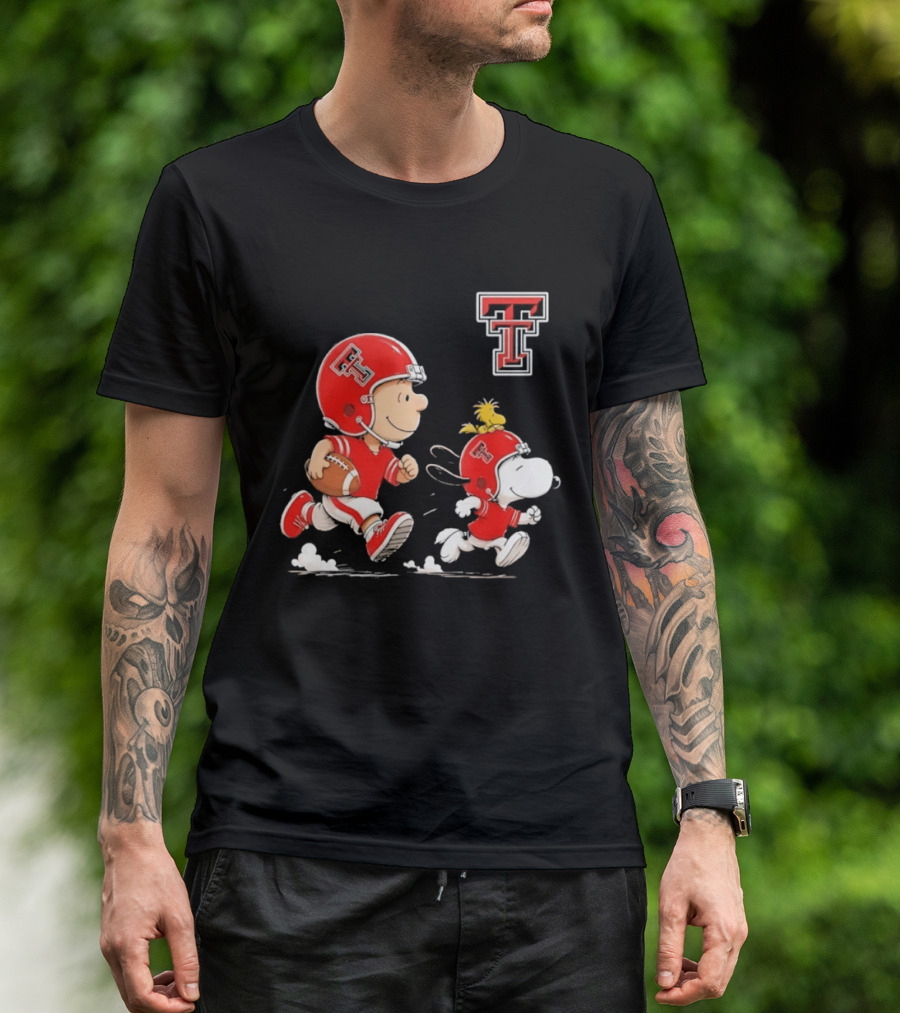 Charlie Brown Woodstock Snoopy Texas Tech Red Raiders Football Team Spirit T-Shirt