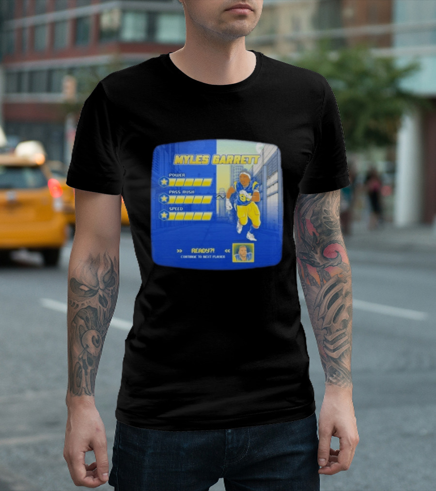 Myles Garrett Power Pass Rush Speed LA Rams 2026 Melbourne Game T-Shirt
