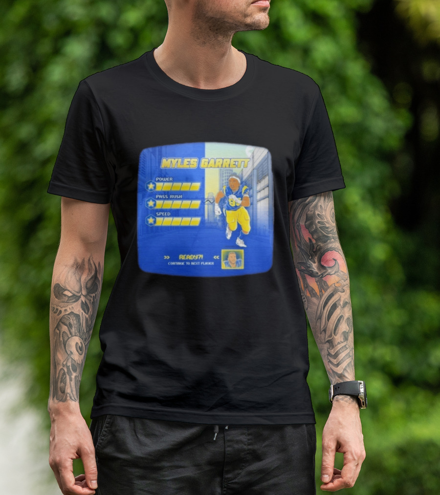 Myles Garrett Power Pass Rush Speed LA Rams 2026 Melbourne Game T-Shirt