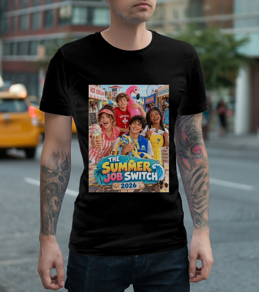 The Summer Job Switch 2026 Ice Cream Adventure Lifeguard Arcade Souvenirs Sand Friends T-Shirt