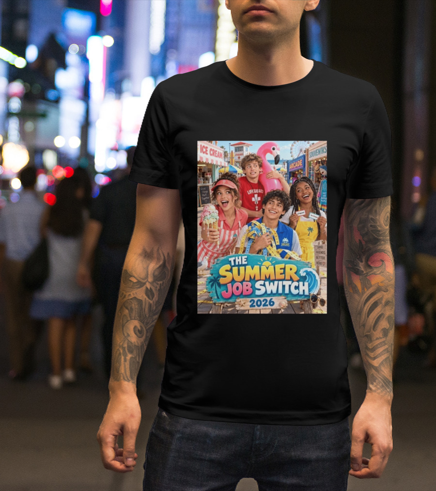 The Summer Job Switch 2026 Ice Cream Adventure Lifeguard Arcade Souvenirs Sand Friends T-Shirt