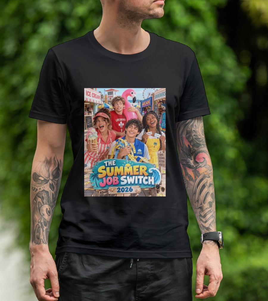The Summer Job Switch 2026 Ice Cream Adventure Lifeguard Arcade Souvenirs Sand Friends T-Shirt