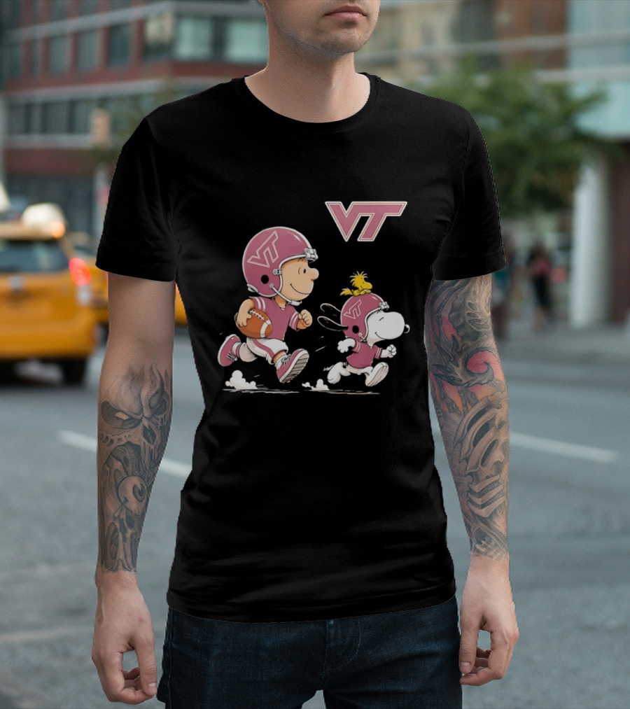 Charlie Brown Woodstock Snoopy Virginia Tech Hokies Football VT T-Shirt