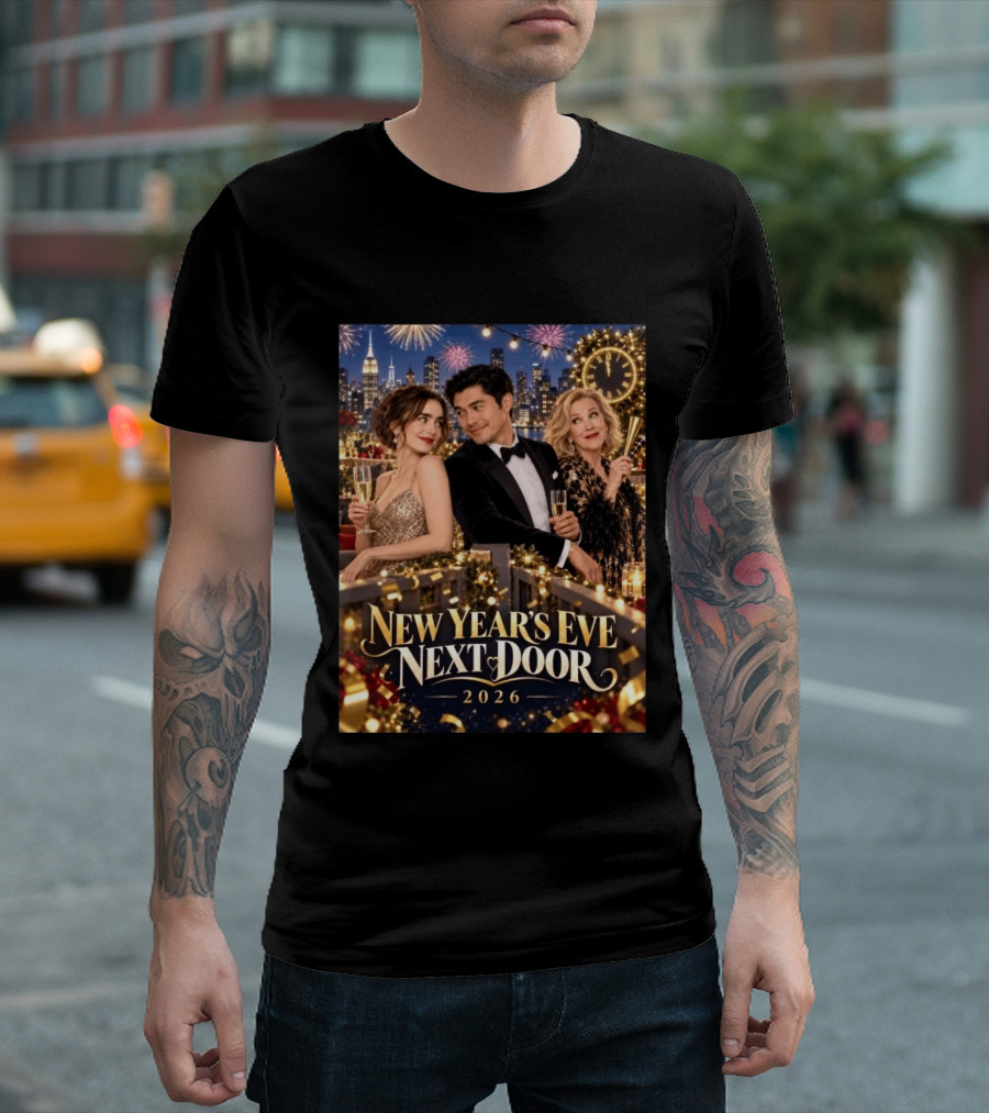 New Year's Eve Next Door 2026 Celebration With Charming Guests And Fireworks T-Shirt