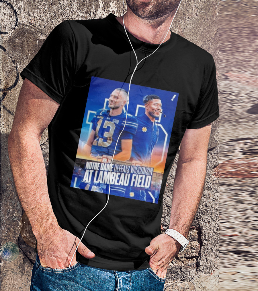 Notre Dame Defeats Wisconsin At Lambeau Field Notre Dame Fighting Irish Victory T-Shirt