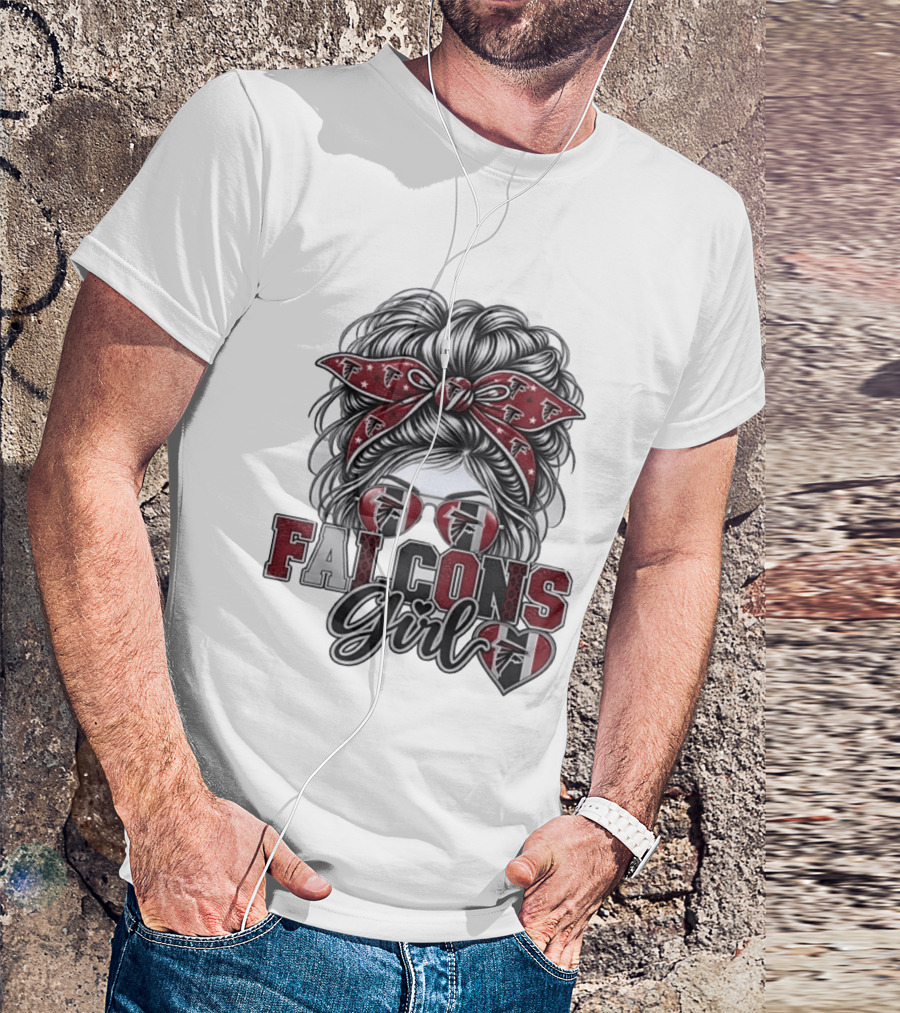 Falcons Girl Messy Bun Bandana Sunglasses T-Shirt
