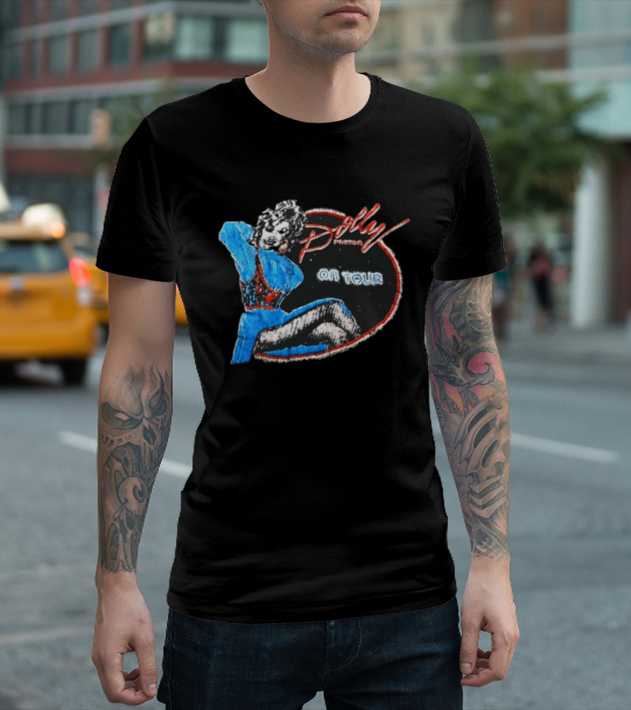 Dolly Parton On Tour Distressed Pinup Style Oval Frame T-Shirt