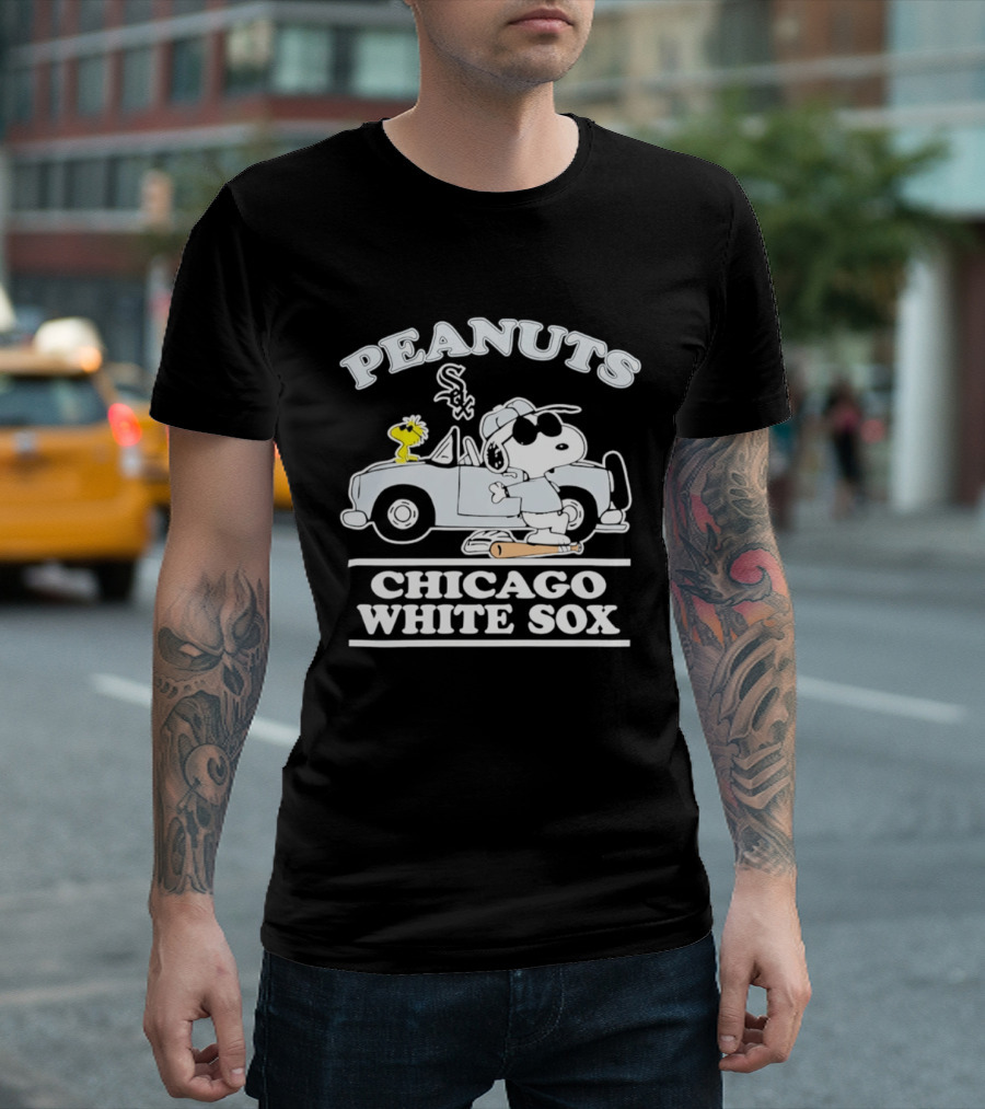 Peanuts Snoopy Woodstock In Car Chicago White Sox Baseball T-Shirt