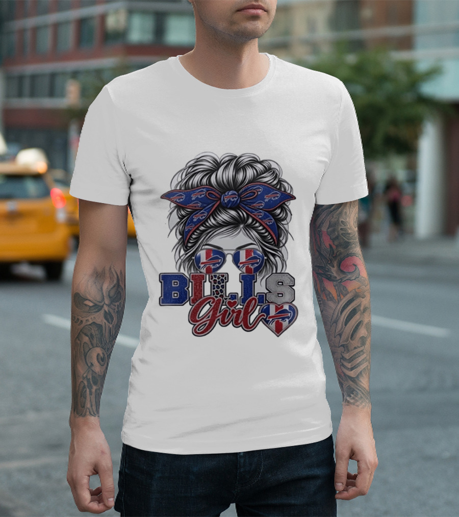 Buffalo Bills Girl Messy Bun Sunglasses BILLS Girl T-Shirt