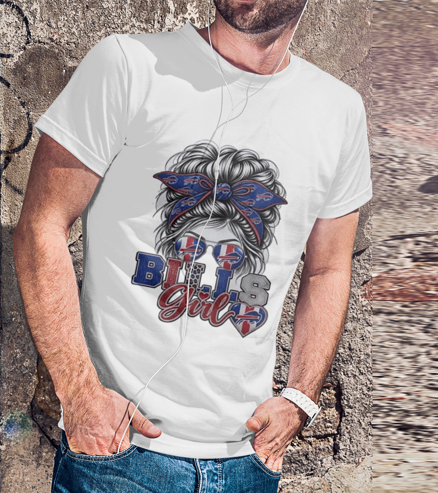 Buffalo Bills Girl Messy Bun Sunglasses BILLS Girl T-Shirt